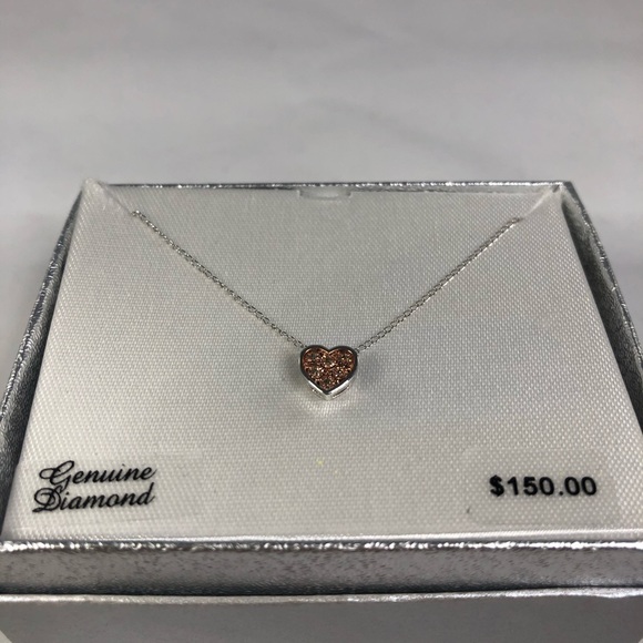 Sterling Rose Gold Diamond Acc. Heart Necklace - Picture 3 of 4